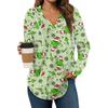 Women's Fashion Hoodies V Neck Long Sleeve Christmas Printed Drawstring Casual Loose Pullover Tops