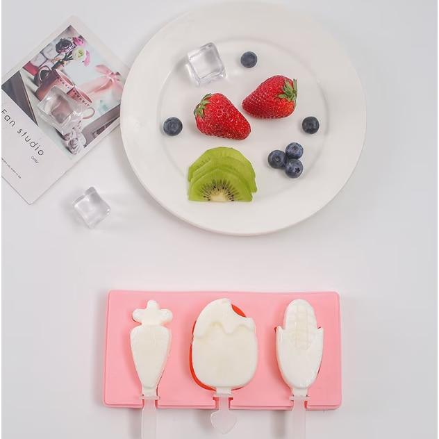 Ice Pop Mold Set 2 Pack Silicone 50 Ice Cream Sticks Pink Popsicle Maker DIY Frozen Treat Kit