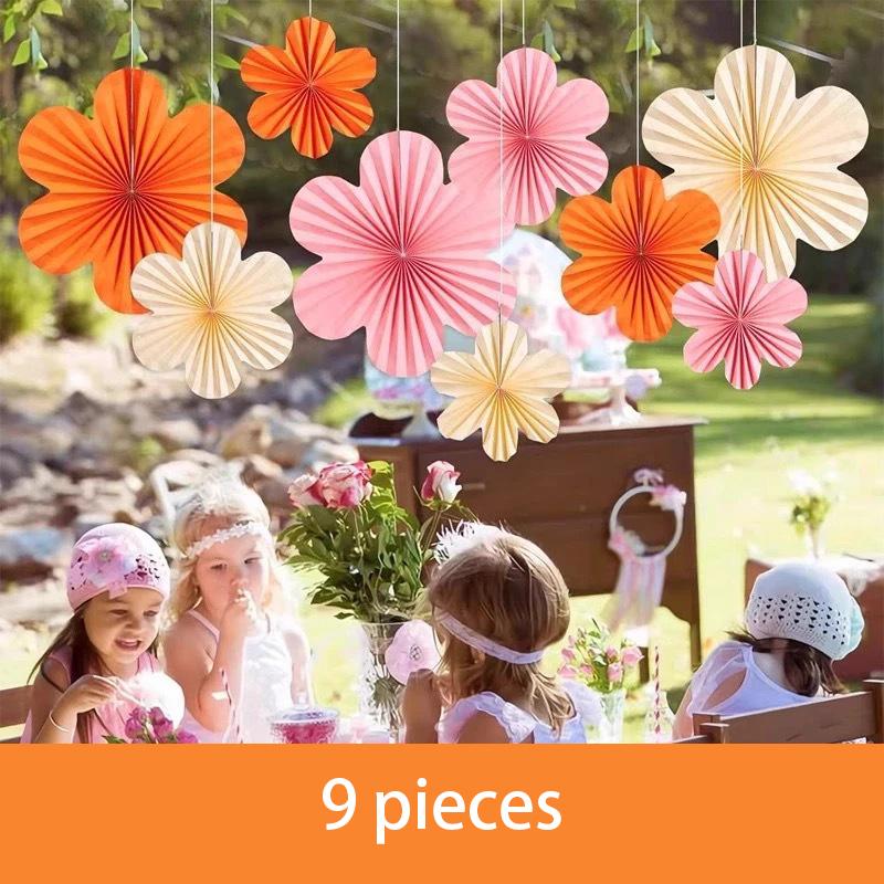 9 szt./zestaw Papierowe Kwiaty Dekoracje na Ścianę Papierowe Wentylatory Dekoracja Klasy Papierowa Florystyczna Tło Dekoracja Papierowe Wentylatory Dekoracja