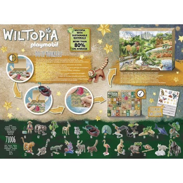 Calendrier de l'Avent PLAYMOBIL - Wiltopia Tour du Monde Animaux DIY - 115 pièces - A partir de 4 ans
