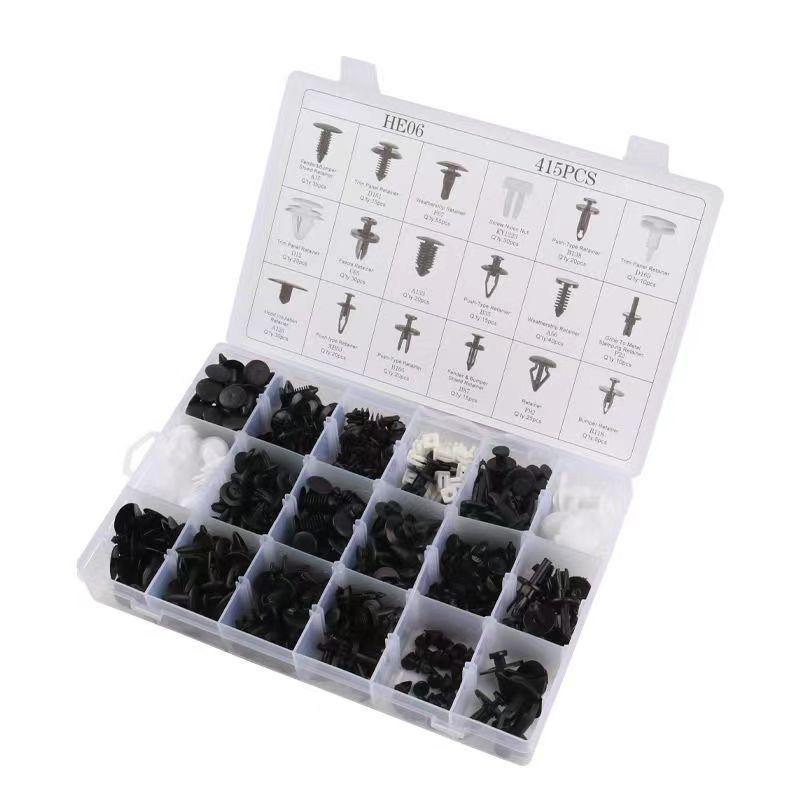 415-Piece Snap-in Car Expansion Screws & Plastic Clips Set for Door Panels and Mudguards