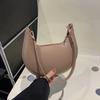 Large Capacity Moon Underarm Bag Solid Color Women's Hobo Bag Pu Leather Shoulder Bag  Women
