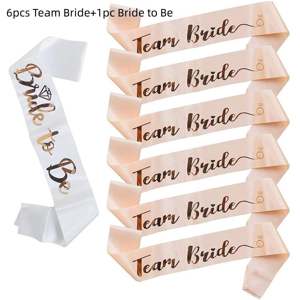 1Set Rose Gold Team Bride To Be Satin Sash Bachelorette Party Decoration Girls Hen Party Wedding Bridal Shower Decor Supplies