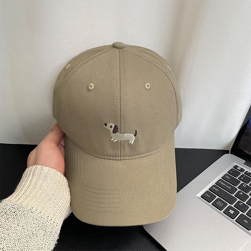Cute cartoon puppy embroidered cap high quality wide brim show face small men and women spring and summer versatile baseball cap