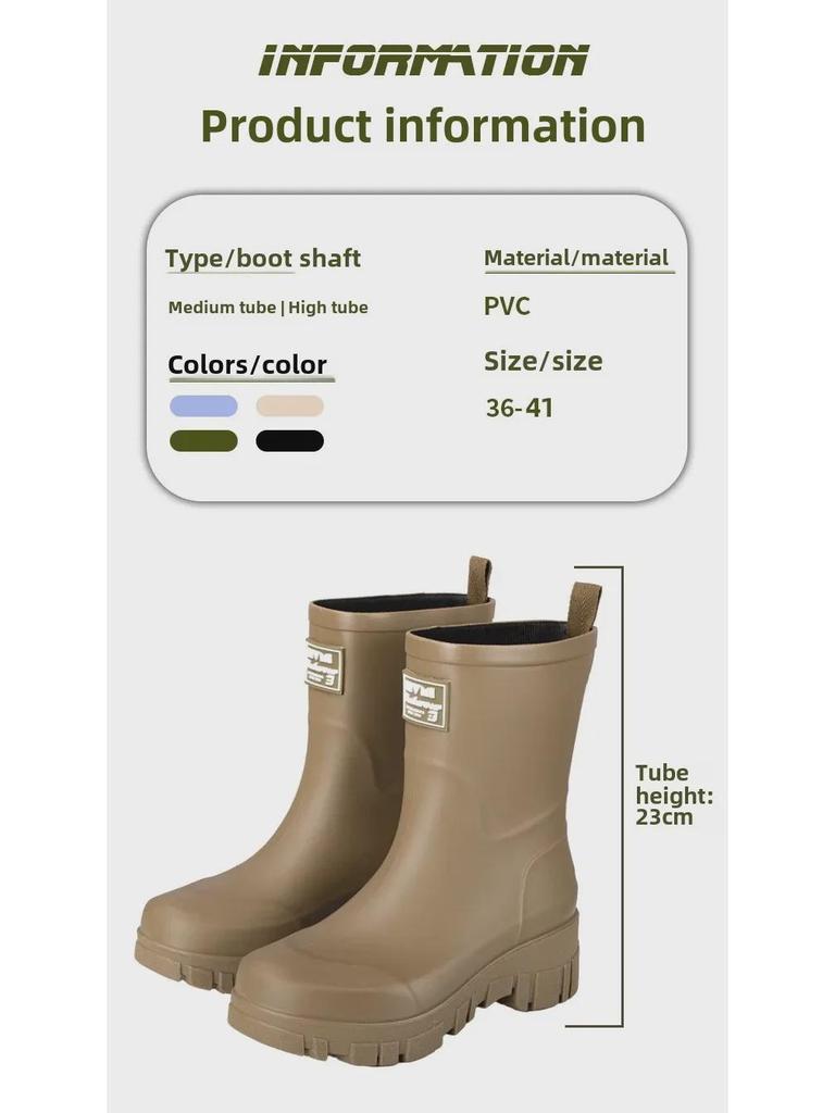 Women's Korean Style Mid-Tube Waterproof Rain Boots: Non-Slip, Thick-Soled Rubber Shoes for Autumn and Winter