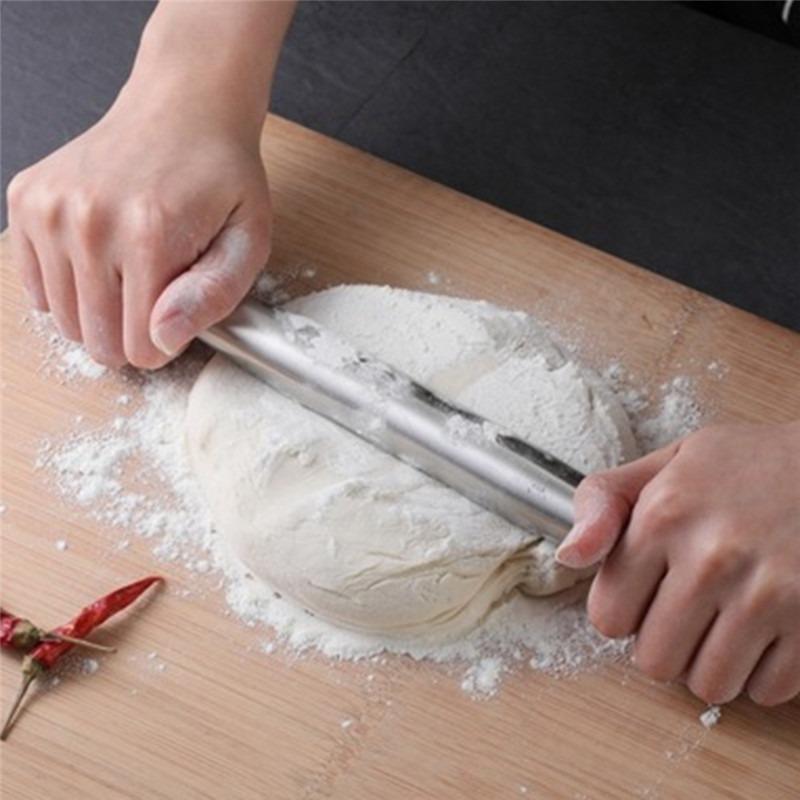 Stainless Steel Rolling Pin Kitchen Utensils Dough Roller Bake Pizza Noodles Cookie Dumplings Making Non-stick Baking Tools 2025