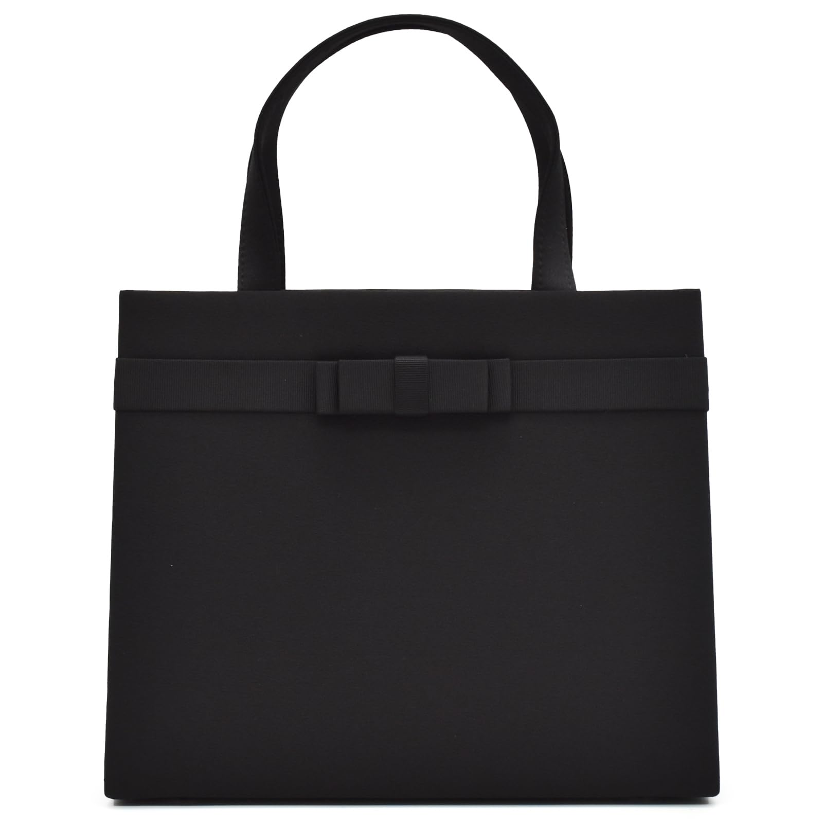 

Plex Formal Bag, Ribbon Square Tote Handbag, Black, for Weddings, Funerals, School, and Special Occasions