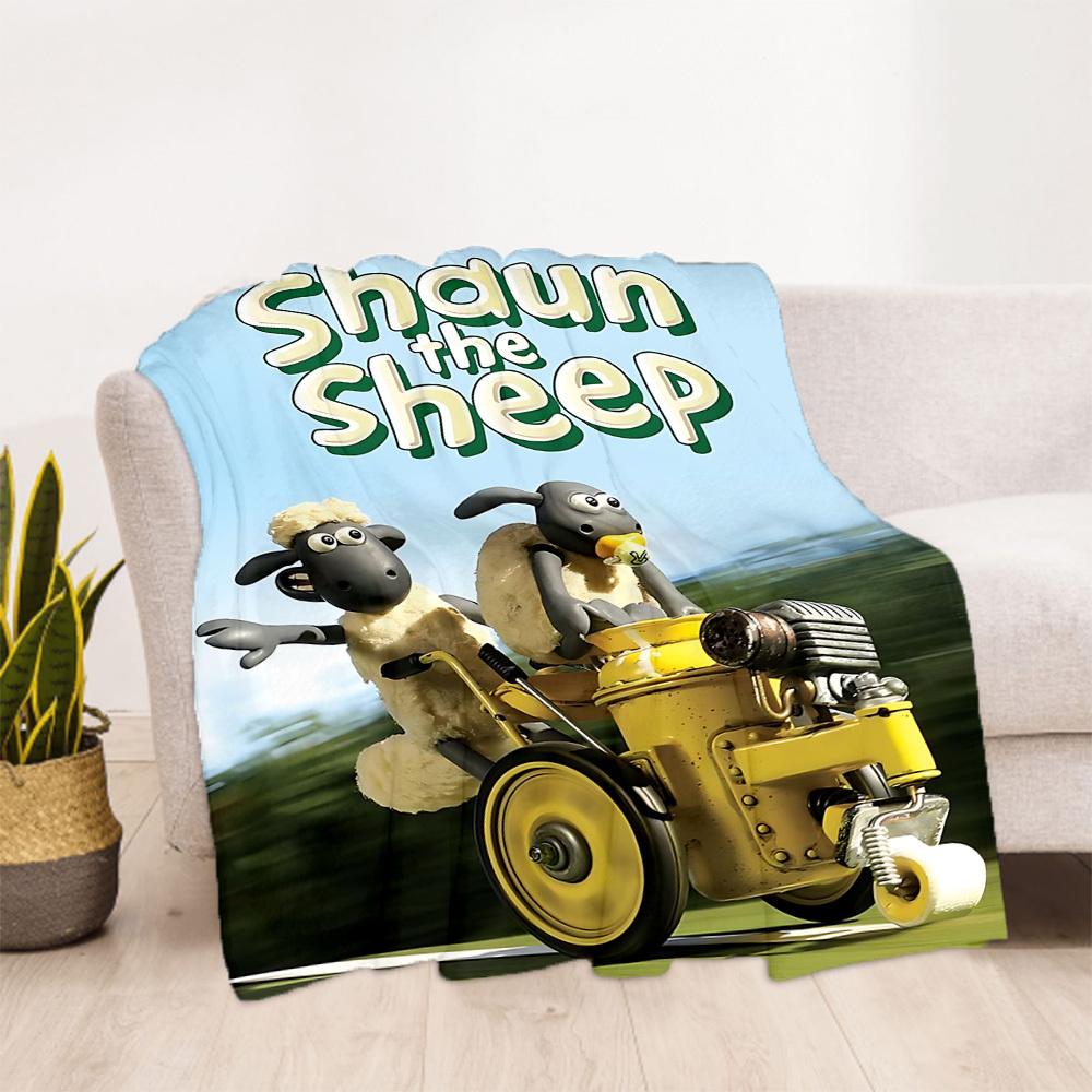 1pc Sheep Shaun Outdoor Blanket Lightweight Flannel, Soft & Warm, All-Season Use for Sofa, Outdoor, Camping, Living Room035