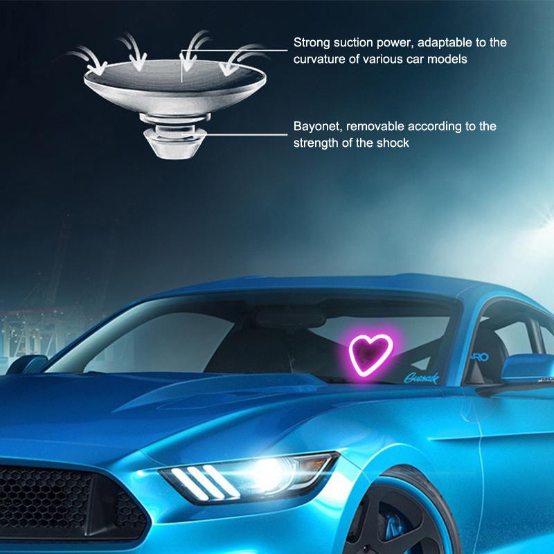 Universal Solar LED Heart Car Light 1Pc Neon Window Decoration Perfect Gift