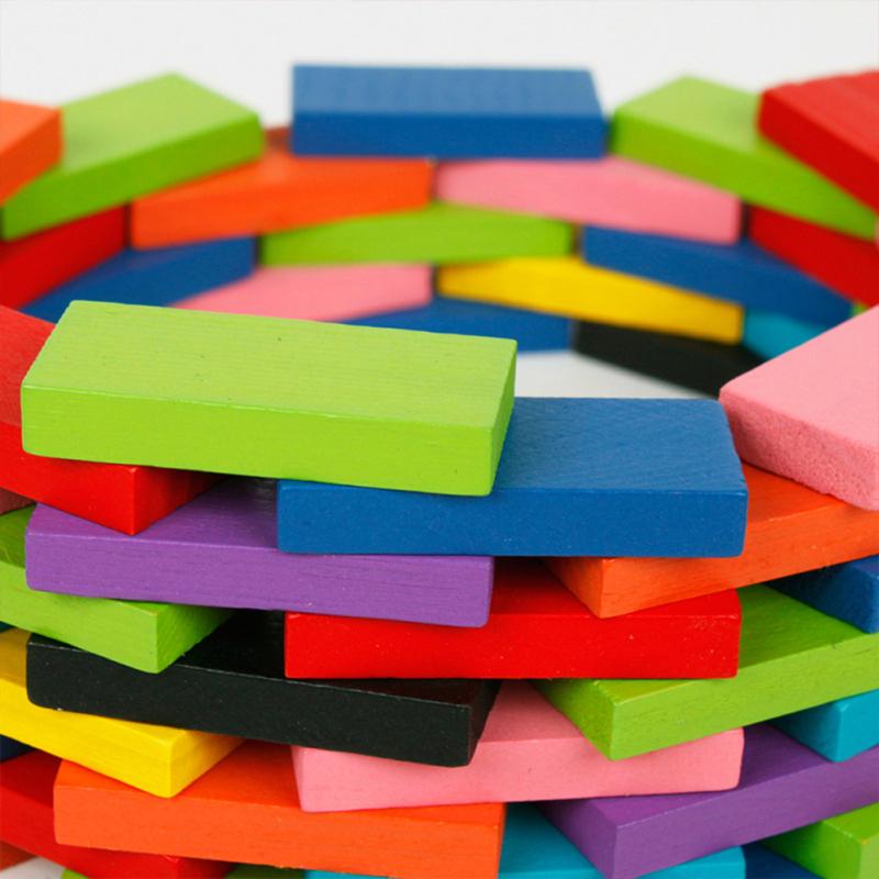 120pcs/set Children Early Learning Wood Domino Blocks Sets Colourful Stacking Puzzle Toys Xmas Gifts