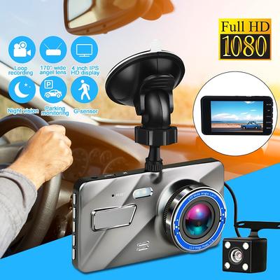 HD 1080P 4 Inches Dual Lens Camera Night Vision Loop Recording 170 Degree Car DVR Video Dash Cam Front Rear Recorder