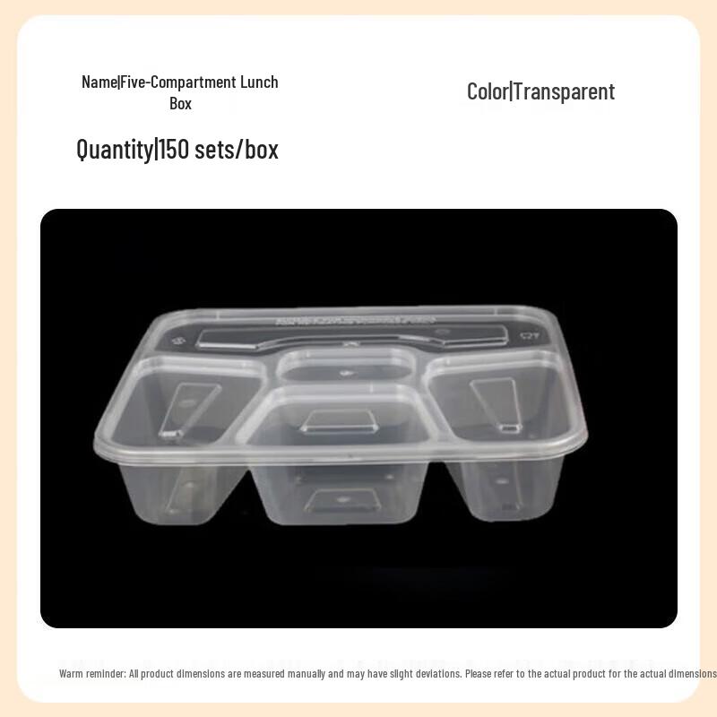 Tongyuan 5-Compartment Disposable Transparent Food Containers with Lids
