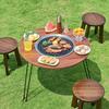 1 pc Portable Folding Stove Table Camping Round Table For Barbecue Outdoor Picnics Sports Outdoor Barbecue Table