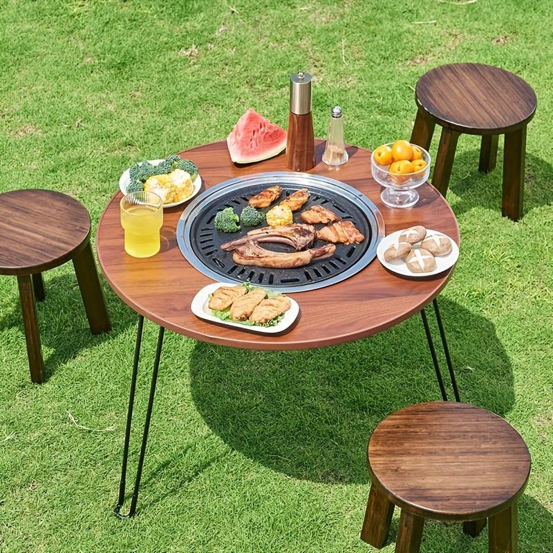 1 pc Portable Folding Stove Table Camping Round Table For Barbecue Outdoor Picnics Sports Outdoor Barbecue Table