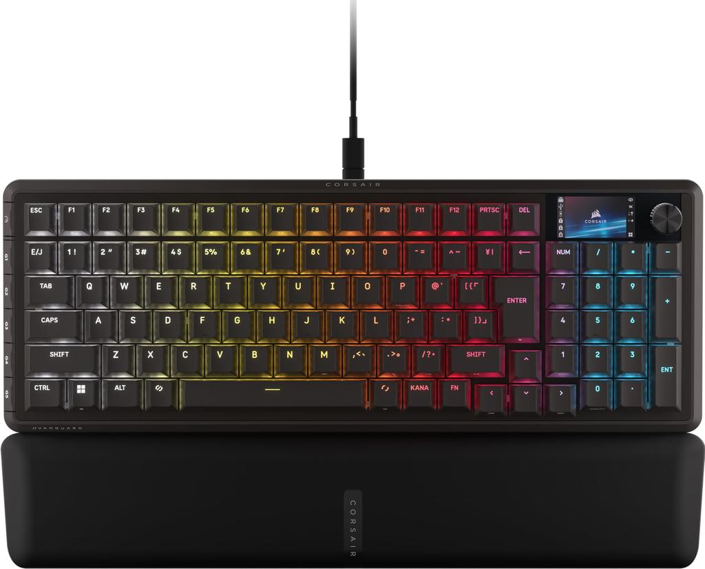 CORSAIR VANGUARD 96 PRO Wired Gaming Hall Effect MLX Hyperdrive Linear LCD Flashtap Elgato Stream Deck Japanese Black Keyboard, 96% Layout,