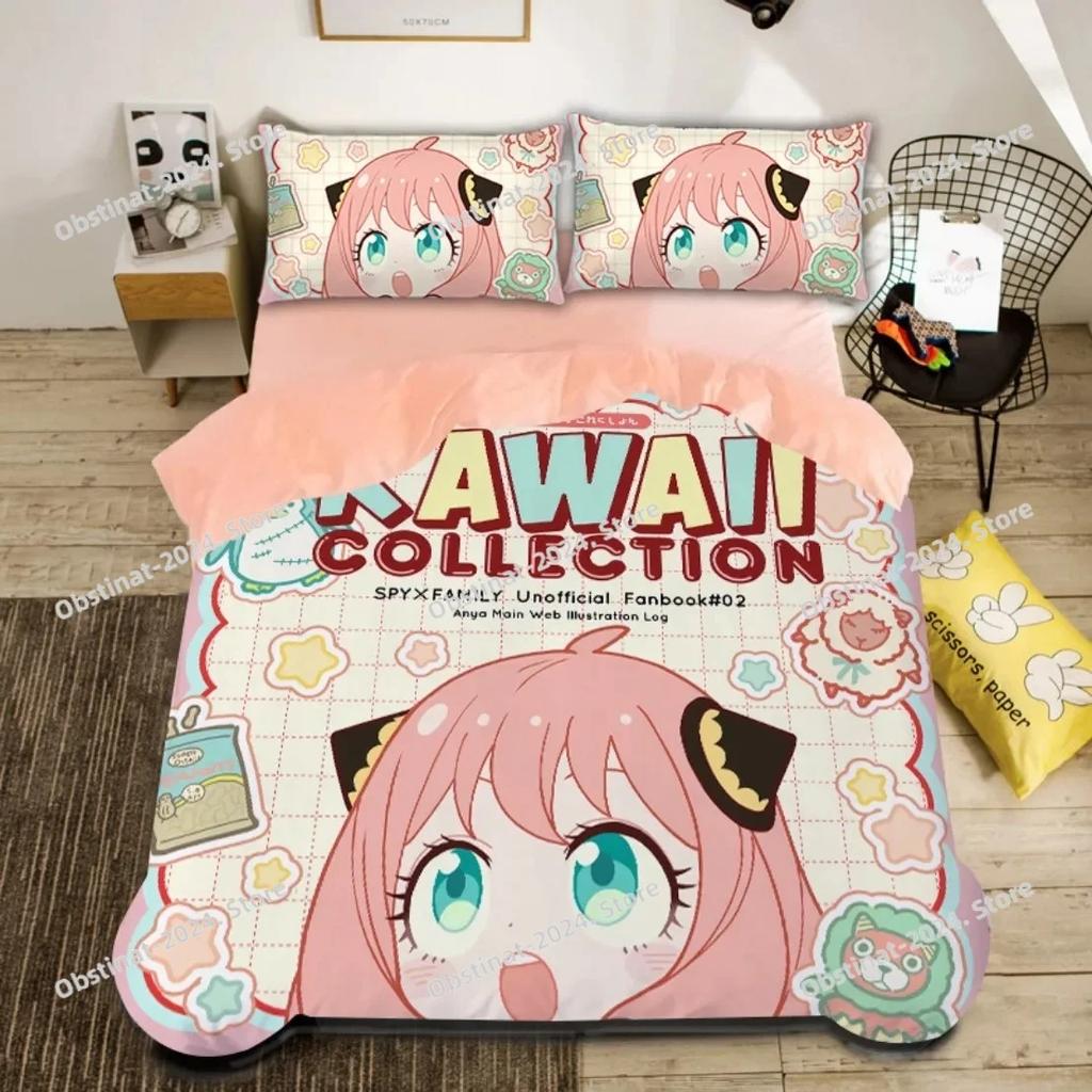 Anime Spy X Family Bedding SetSpy Funny Anya Printed With Pillowcase Bed Duvet Cover Soft Single Double Queen Super King Size