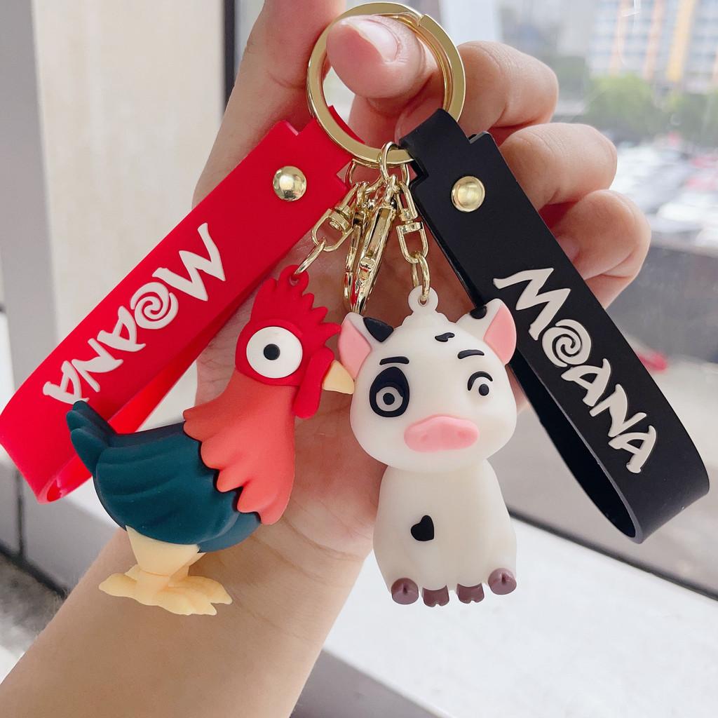 Moana Pua Maui Hei Hei Keychain Cartoon Pendant Toy Bag Decoration Gift Kids