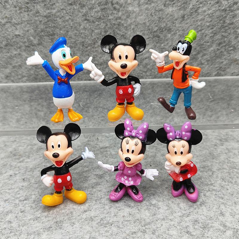 TREXORA Disney Kreslená Figurka Sada 6 Kusů, Mickey Mouse, Minnie Mouse, Kačer Donald, Goofy PVC Figurky, 5,5-5,7 cm, Vícebarevná