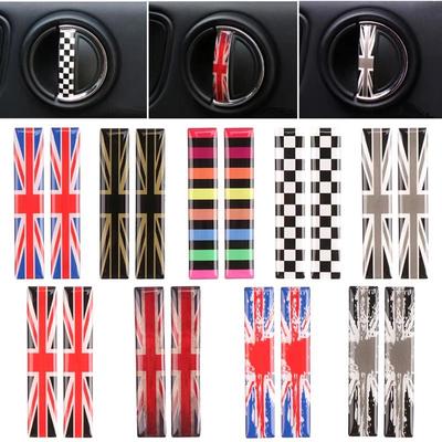 2Pcs/set Car Interior Door Handle Sticker Door Handle Protection Sticker 3D Union Jack For MINI Cooper F56 F55 Auto Accessories
