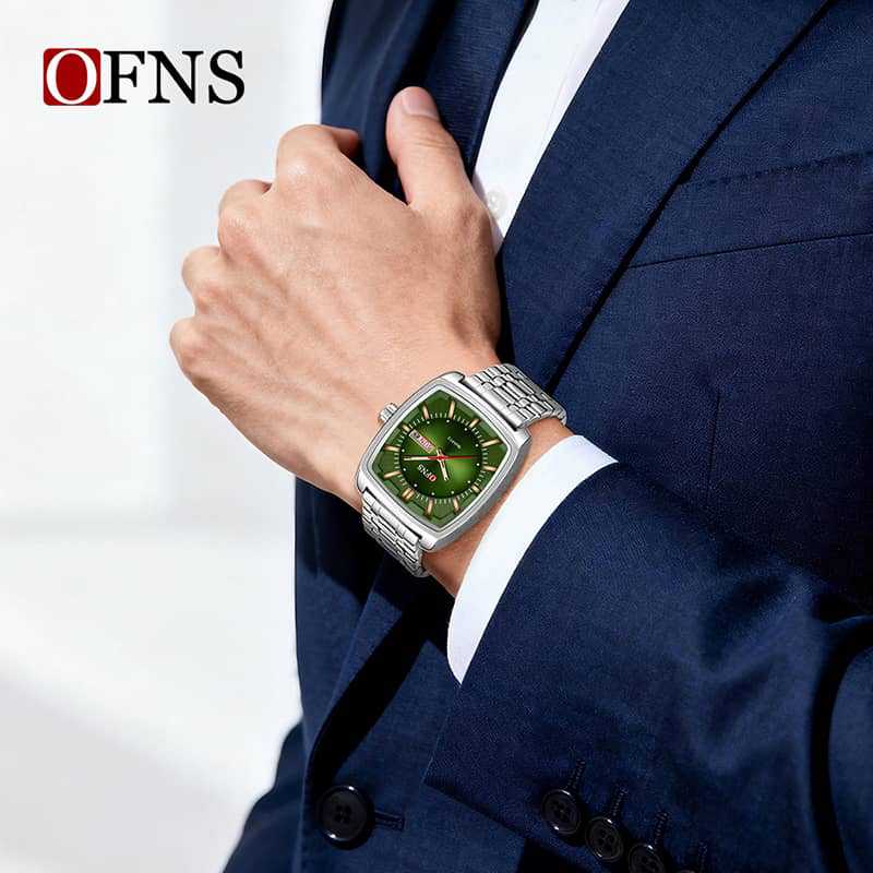 Luxury Men Watch Classic Red Green Dial Men's Quartz Wristwatch Sliver Calendar Male Reloj Stainless Steel Man Clock