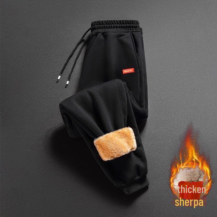 Men's Warm Plus-Size Sweatpants: Autumn/Winter Velvet-Enhanced, Thickened Sports Style