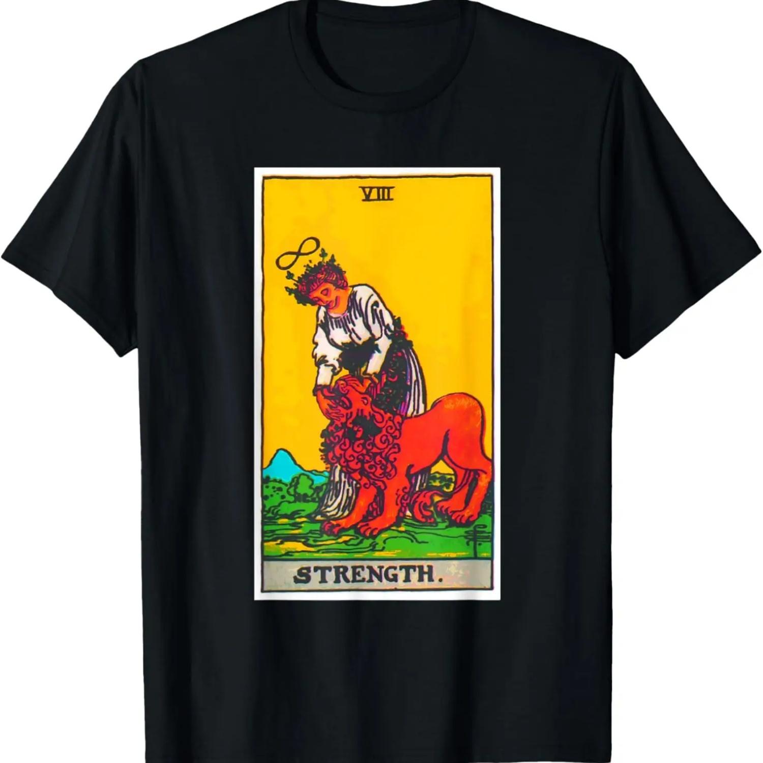 Strength Tarot Card T-Shirt Psychic Occult Tee Shirt XXXXXL чёрный
