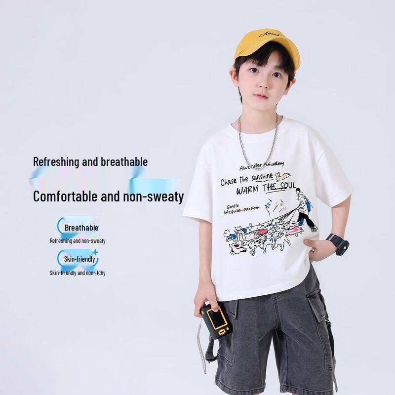 Boys' Summer Cotton Blend Short Sleeve T-Shirt