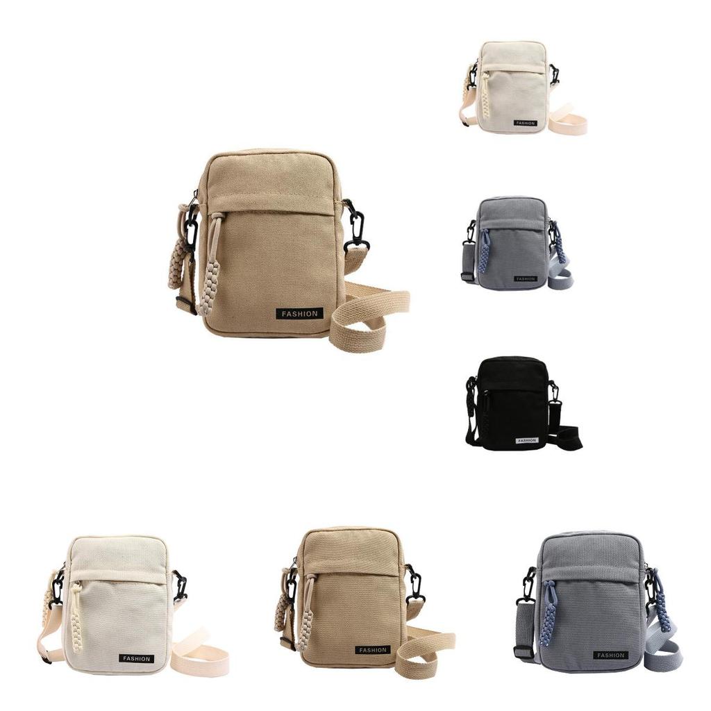 Canvas Crossbody Bag Mini Zipper Purse For Women Streetwear Daily Casual Phone Pocket