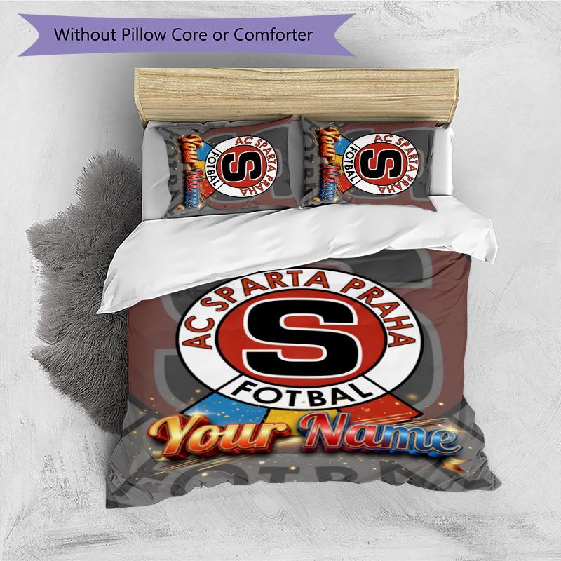3pcs AC Sparta Praha Cover Set - Personalized Name, HD Printed Bedding with 1 Cover and 2 Pillowcases - Perfect for Home Decor, Easy Care