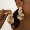 Exaggerated Metal Big Round Pendant Earrings For Women Bohemia Gold Color Geometric Statement Dangle Earings Jewelry