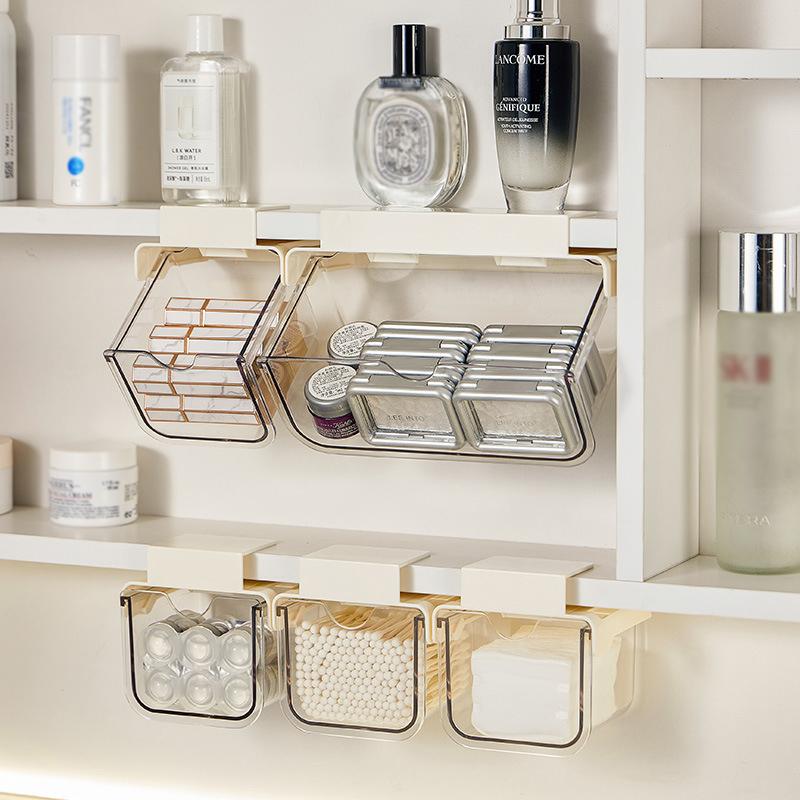 Drawer Storage Box Bathroom Transparent Suspended Cotton Swab Storage Box Under The Mirror Cabinet Pull-Out Storage Case