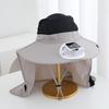 Summer New Solar Fan Bucket Hat Men's Full Protection Sun Hat Outdoor Fishing Sun Hat Women