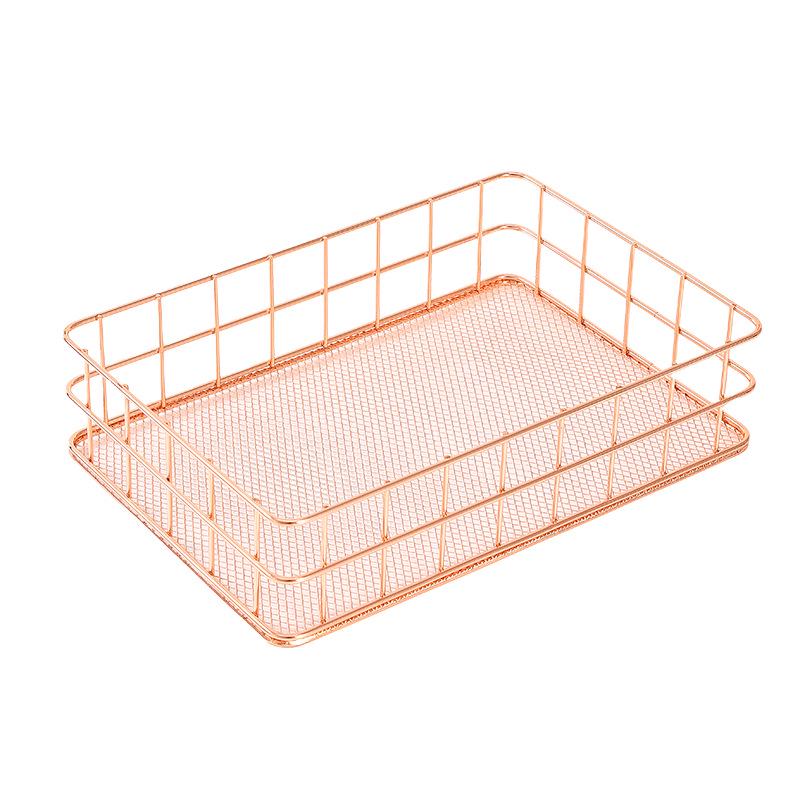 Minimalist Iron Art Desktop Organizer - Snack & Cosmetic Storage Basket