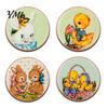 Cute Animal Print Coasters 4PCS Easter Flower Set, Thick Cork Base Non-Slip Heat Resistant Drink Tabletop Holders Coasters, Floral Decorative for Home