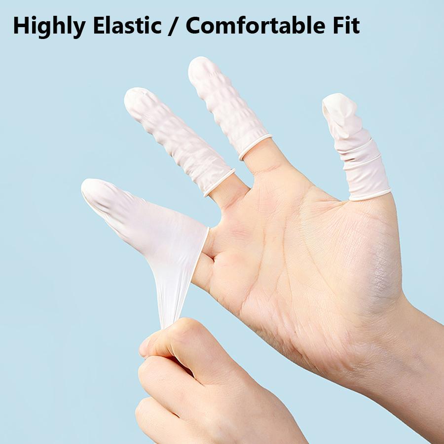 200Pcs White Rubber Finger Cots Hand Latex Gloves for Nail Salon, Medical Exam Dental Cleaning