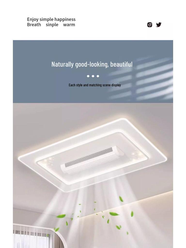 Leafless Ceiling Fan Light: Modern Smart Voice-Control Tricolor for Living Room & Bedroom - 110V, English