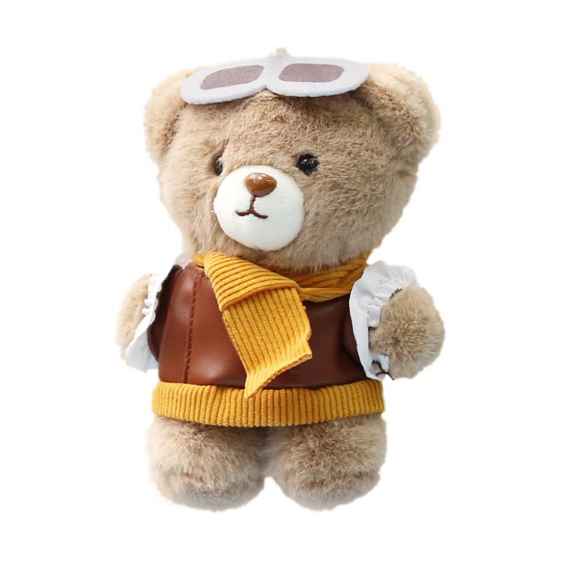 Cute Cartoon Bear Plush Doll With Short Velvet Material For Girls Bag Charm