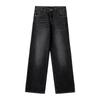 Black Gray Women's High-Waist Straight-Leg Jeans - Autumn/Winter, Slimming, Plus Velvet, Wide-Leg, Floor-Length.