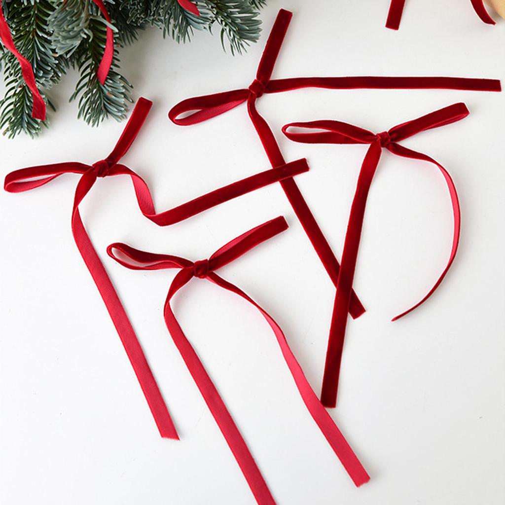 Christmas Velvet Bows Vintage Velvet Rustic Christmas Ornaments 18 Pieces Ribbon Bows Home Party Supplies For Staircase