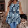 Modische Lässige Sport-Doppelring-Weste für Damen, Große Tank-Weste mit Vintage-Musterdruck, Unregelmäßiger Saum, Elegant und Schlicht