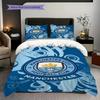 Manchester City Pride Three-piece set (1 * duvet cover + 2 * pillowcase, without core) 2DFlat Christmas birthday gift Duvet cover and pillowcase