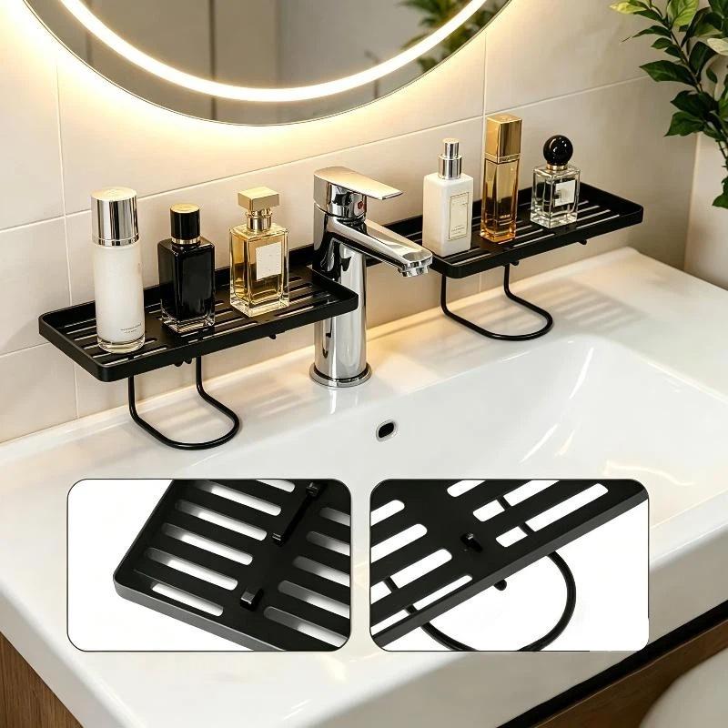 No Drill Iron Mesh Storage Rack Rust Resistant Multifunctional Bathroom Organizer for Sink Kitchen Garage Wall