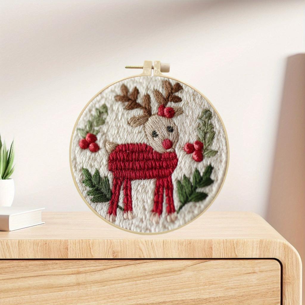 1 Pezzo Pacchetto Materiali Stoffa Ricamo Fatto a Mano Natale DIY