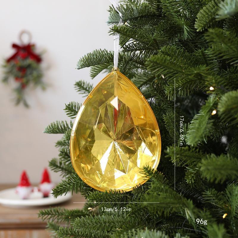Plastic Christmas Tree Hanging Ornaments With Glitter Gem Accents In Square And Round Shapes For Festive Seasonal Decoration Use