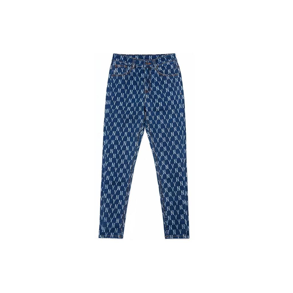 MLB New York Yankees Sport Lifestyle Serie Vintage Blumendruck Buchstaben Slim Fit Modisch Lässig Jeans Damenjeans Blau 3FDPM0521-50BLS