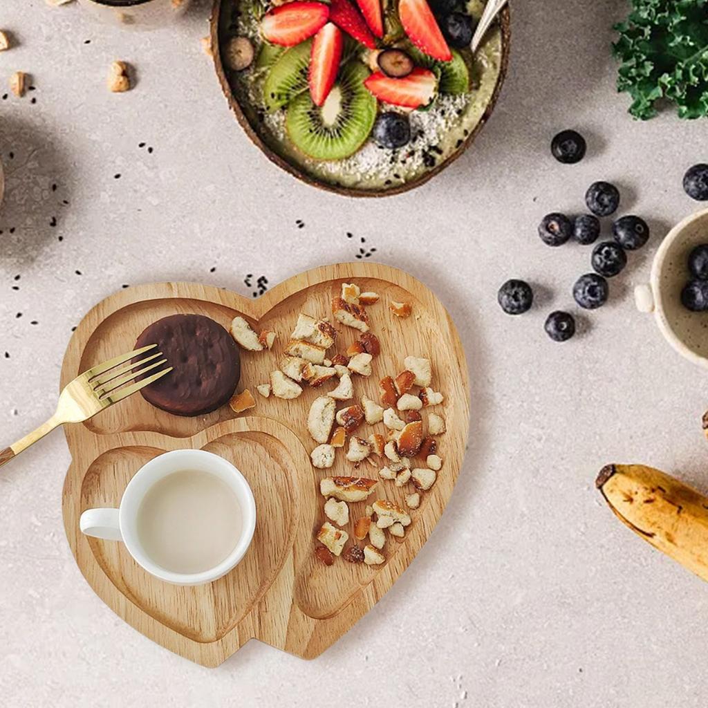 Wooden Serving Tray Heart Shaped Cheese Board Plate Dinner Plate Cake Plate Decorative Serving Platter Plate For Ware Plates