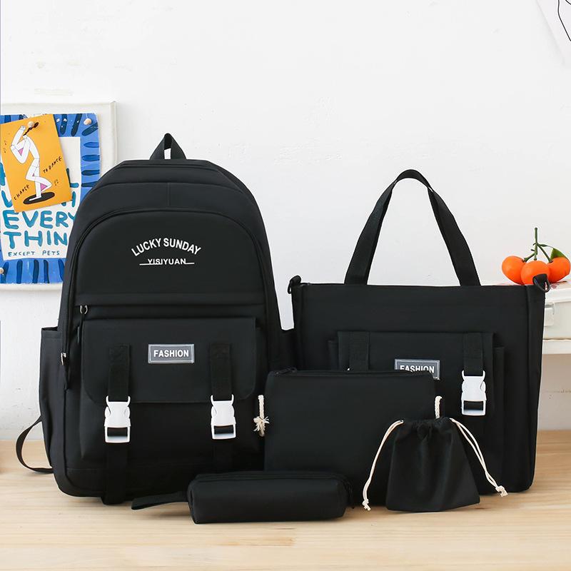 Student High school student schoolbag Large capacity Junior high school student backpack Women's school five-piece make-up backpack