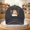 Japanese Cat Eating Ramen Baseball Cap Washed Denim Adjustable Retro Streetwear Hat
