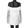 Giyu Sexy Mini Krátké Šaty Dámské Podzimní Krajka Patchwork Dlouhý rukáv Bez ramen Šaty bez zad Elegantní klubový společenský župan