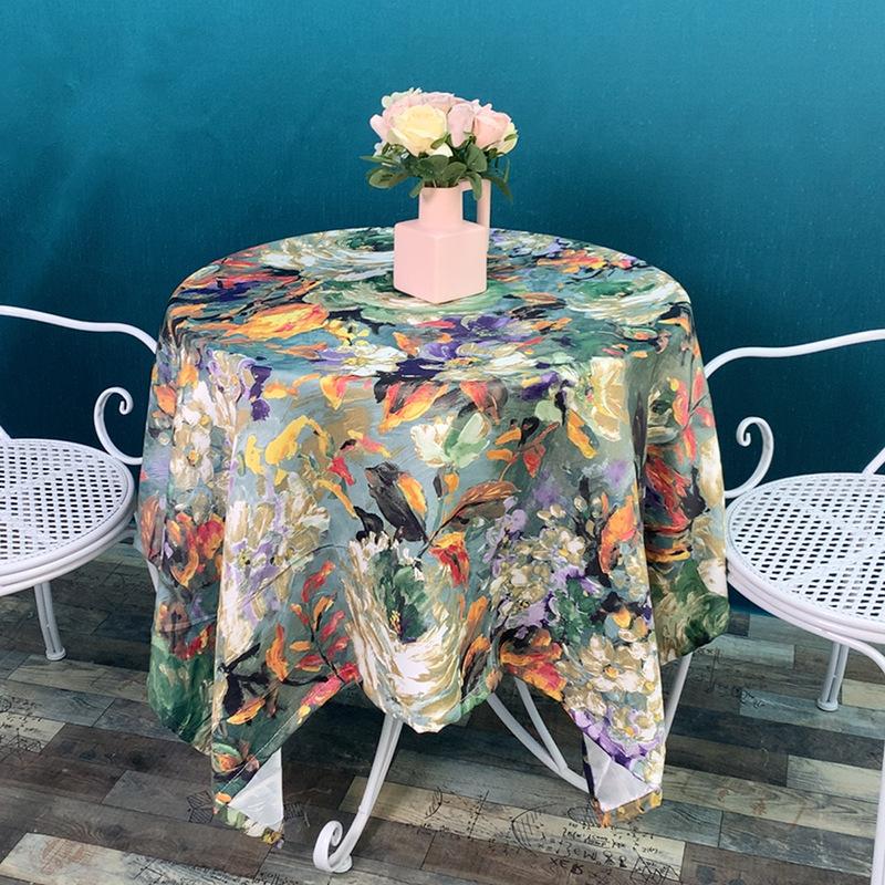 Tovaglia da pranzo floreale con pittura a olio, per la casa, la cucina, il banchetto, l'hotel, rettangolare, per il tè e il caffè